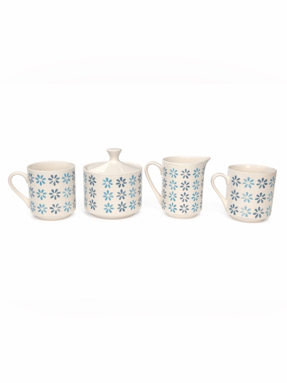 Vintage Mikasa Blue Floral Ceramic Creamer and Sugar Set